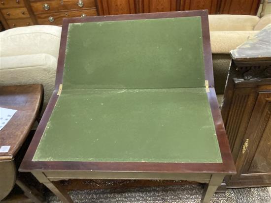 An early 20th century rectangular mahogany card table, width 89cm depth 48cm height 75cm